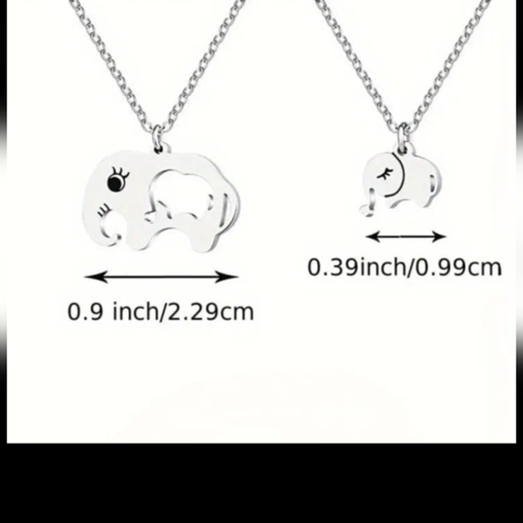 Mother & Daughter Elephant Necklace Set - Silver - Picture 3 of 5